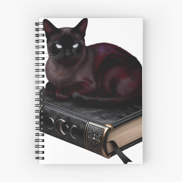 Item preview, Gothic Bombay Cat Silver Filigree Grimoire designed and sold by IllumeInk.