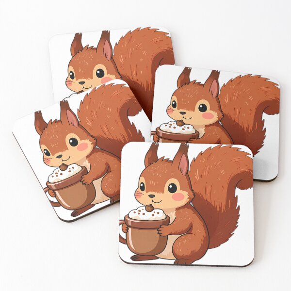 Item preview, Cute Red Squirrel Hugging Hazelnut Hot Cocoa Mug designed and sold by pumsquare.