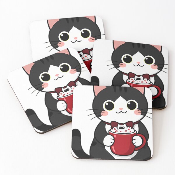 Item preview, Cute Tuxedo Cat Hugging Peppermint Hot Cocoa Mug designed and sold by pumsquare.
