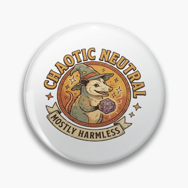 Aperçu de l'œuvre Badge vintage D&D TTRPG majoritairement inoffensif créée et vendue par FakePeopleSuck.
