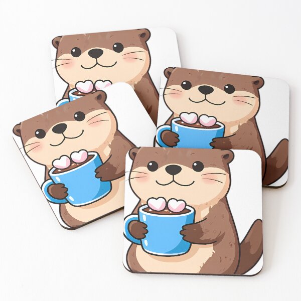 Item preview, Cute River Otter Hugging Double Heart Hot Cocoa Mug designed and sold by pumsquare.