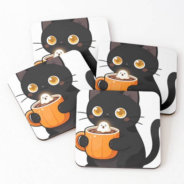 Item preview, Cute Black Cat Hugging Pumpkin Spice Hot Cocoa Mug designed and sold by pumsquare.