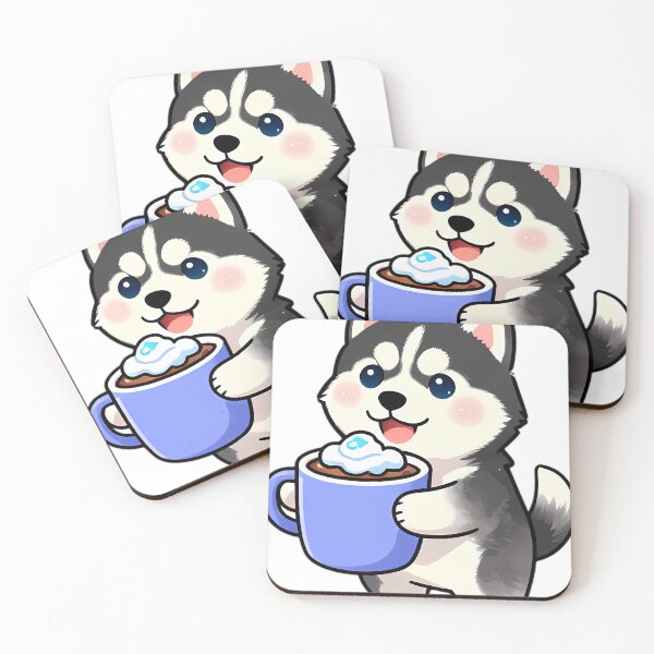 Item preview, Cute Siberian Husky Puppy Hugging Dark Mocha Hot Cocoa Mug designed and sold by pumsquare.