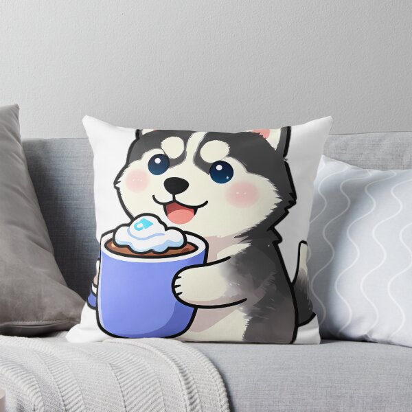 Item preview, Cute Siberian Husky Puppy Hugging Dark Mocha Hot Cocoa Mug designed and sold by pumsquare.
