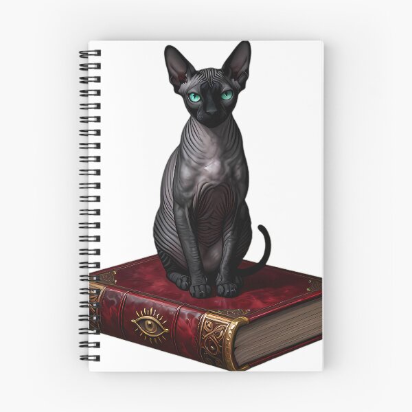 Item preview, Gothic Sphynx Cat Baroque Gold Grimoire designed and sold by IllumeInk.
