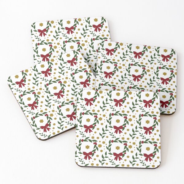 Item preview, Christmas Wreath Gold Star Pattern — Elegant Festive Botanical Red Green Repeat Design designed and sold by HopeAndHustle.