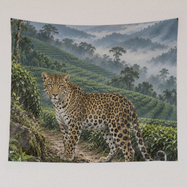 Item preview, Sri Lankan Leopard in Misty Tea Highlands Wall Art designed and sold by Jaani-T.