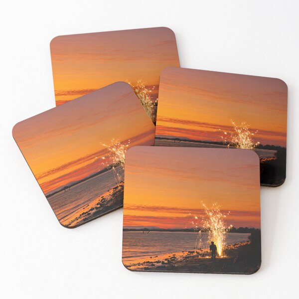 Item preview, Golden Sunset Beach Sparkler Silhouette Photography designed and sold by Extravanganzza.