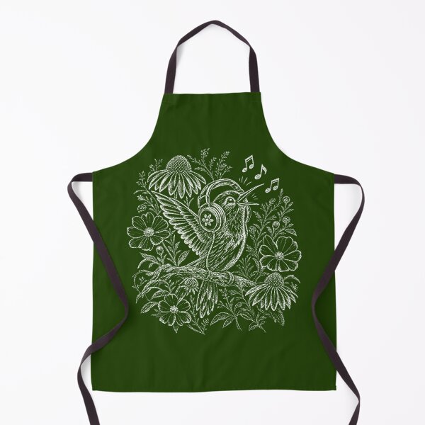 Item preview, Humming Bird Singing Line Drawn Wildflowers Nature Lover Design designed and sold by DivineHaven.