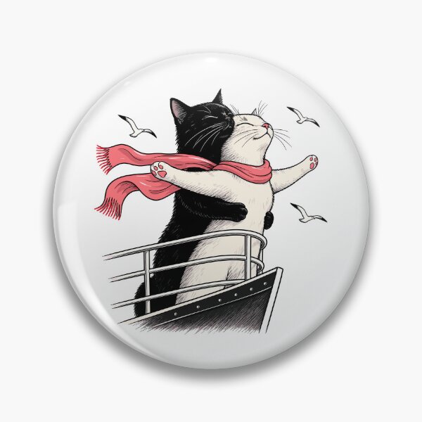 Item preview, Romantic Cats at Ship Bow Funny Movie Parody Art designed and sold by roni-harbor.