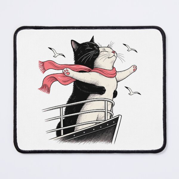 Item preview, Romantic Cats at Ship Bow Funny Movie Parody Art designed and sold by roni-harbor.
