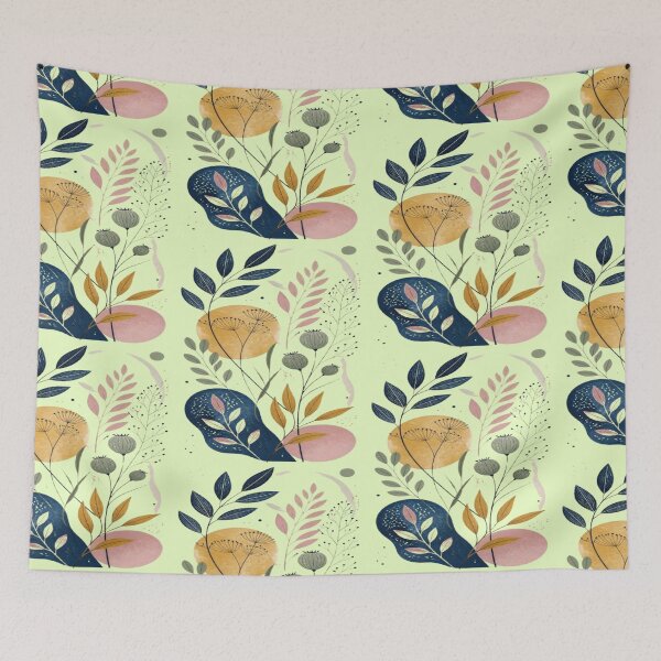 Item preview, Boho Wildflower Botanical Collage Navy Gold designed and sold by creativerooney.