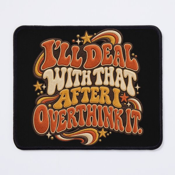 Item preview, Retro Overthinking Quote – I’ll Deal With That After I Overthink It Embroidered Typography designed and sold by Emoji Emblems.