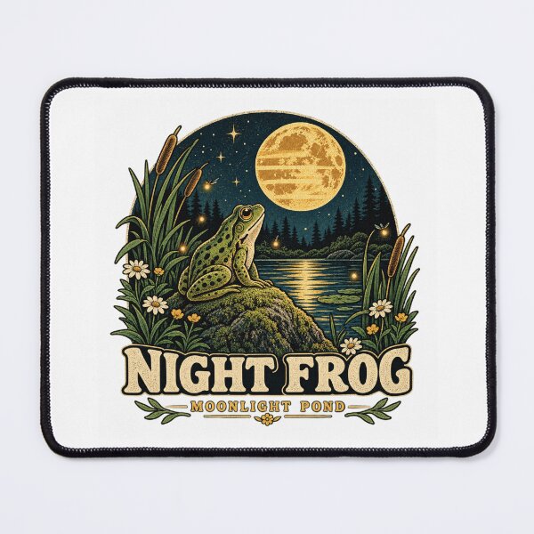 Item preview, Night Frog Moonlight Pond Vintage Nature Illustration designed and sold by lovepower.