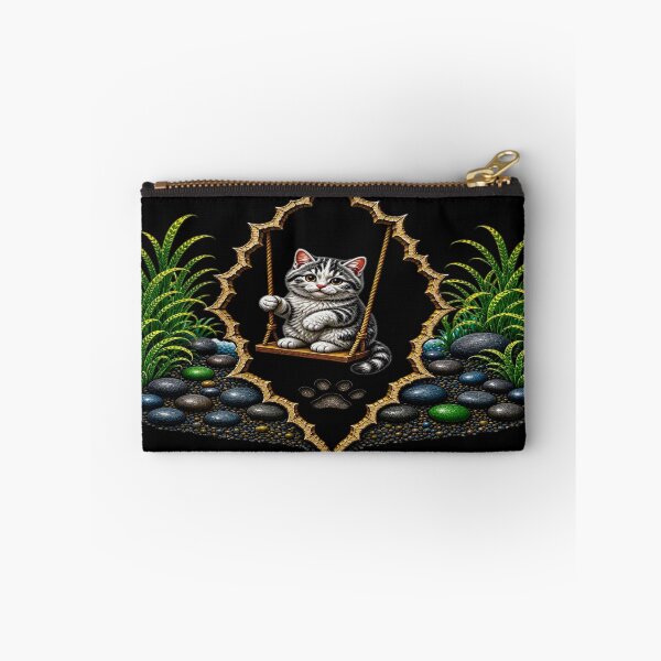 Item preview, Cute Tabby Kitten on a Swing - Ornate Wooden Frame Art designed and sold by Breezes-of-Ida.