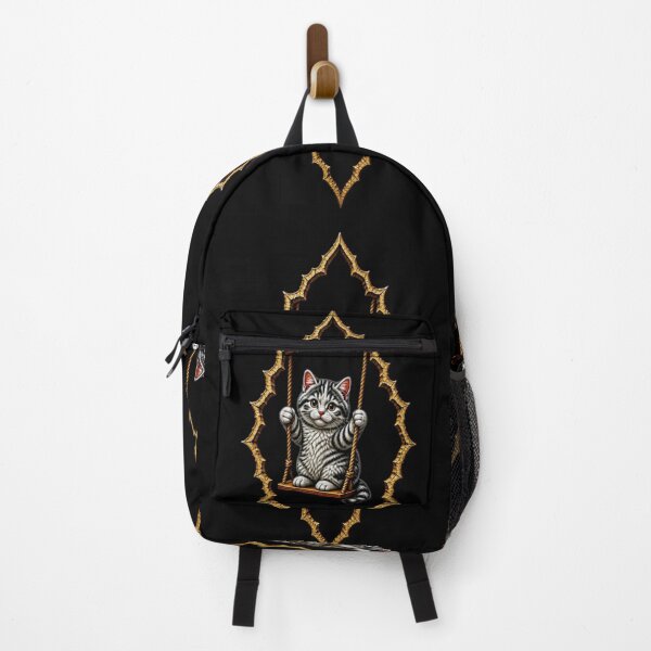 Item preview, Cute Tabby Kitten on a Swing - Ornate Wooden Frame Art designed and sold by Breezes-of-Ida.