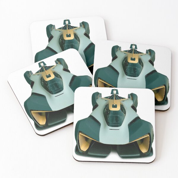Item preview, Futuristic Green and Gold Concept Race Car Overhead Front View designed and sold by Ai-Cases-Store.