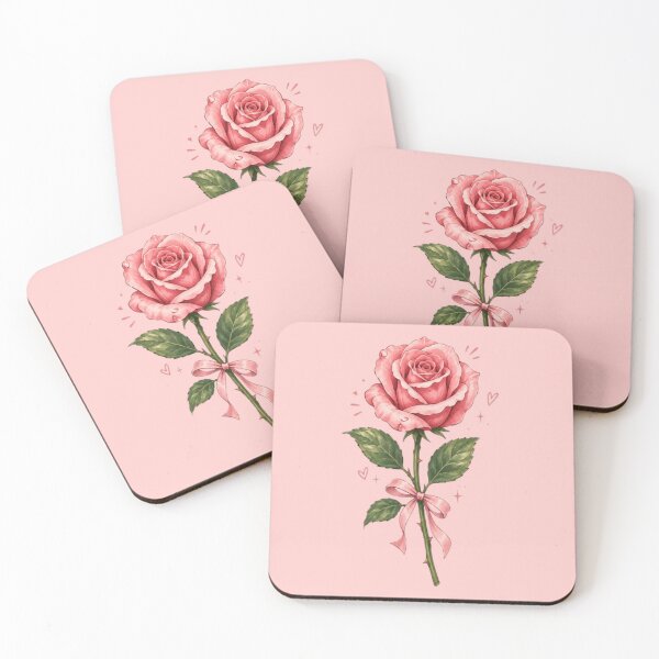 Item preview, Pink Rose with Ribbon – Romantic Floral Aesthetic designed and sold by Mellowmint-art.