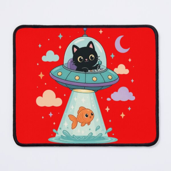 Item preview, Cute Cat UFO Abducting Goldfish Kawaii designed and sold by creativerooney.