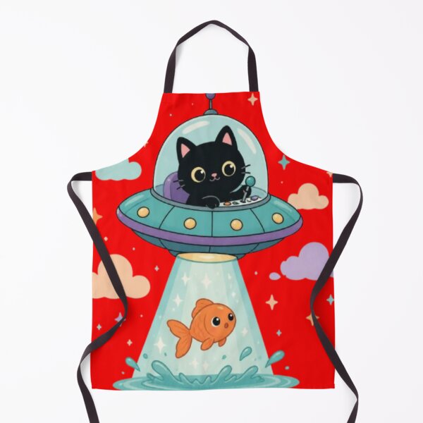 Item preview, Cute Cat UFO Abducting Goldfish Kawaii designed and sold by creativerooney.