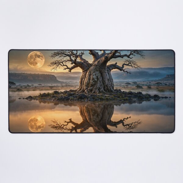 Item preview, Ancient Guardian Beneath the Golden Moon designed and sold by DreamyWallVibes.