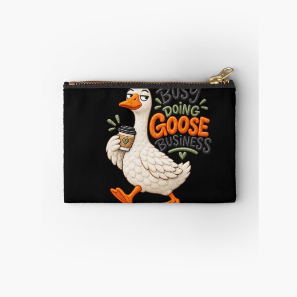 Item preview, Funny Goose Coffee Design – Busy Doing Goose Business Embroidered Illustration designed and sold by Emoji Emblems.