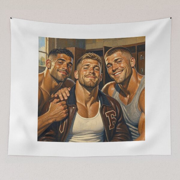 Item preview, Retro Jocks "The Locker Room" Gay Leather Art Design designed and sold by ItsAKinkThing.