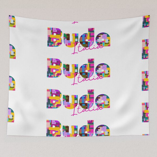 Item preview, Buda, Cascia, Italia, colorful typography design for travellers designed and sold by Wanderful-roads.