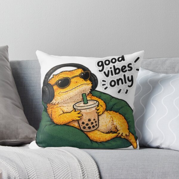 Item preview, Chill Bearded Chameleon with Boba – Good Vibes Only Reptile Sticker designed and sold by Anstickerrr.