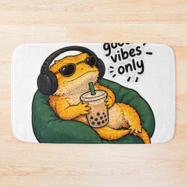 Item preview, Chill Bearded Chameleon with Boba – Good Vibes Only Reptile Sticker designed and sold by Anstickerrr.