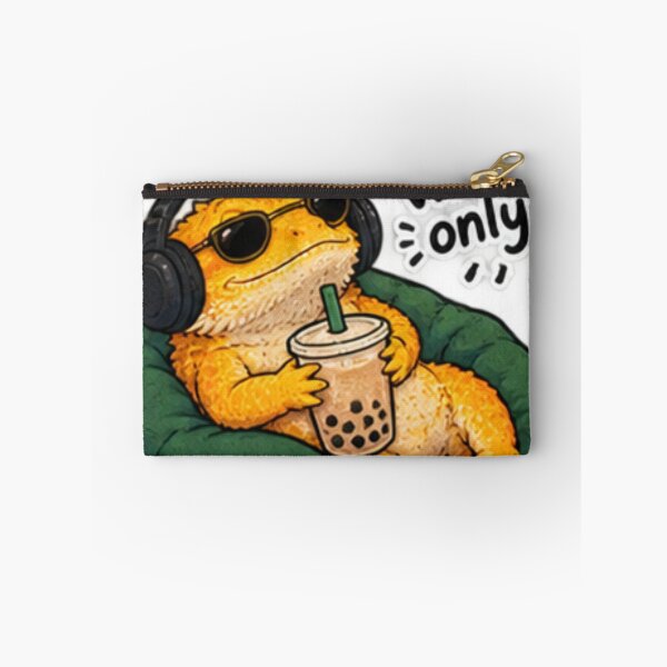 Item preview, Chill Bearded Chameleon with Boba – Good Vibes Only Reptile Sticker designed and sold by Anstickerrr.