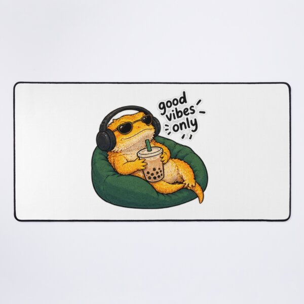 Item preview, Chill Bearded Chameleon with Boba – Good Vibes Only Reptile Sticker designed and sold by Anstickerrr.