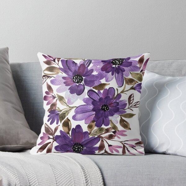 Item preview, Moody Purple and Magenta Floral Bouquet Watercolor Art designed and sold by Orly Fuchs Galchen.