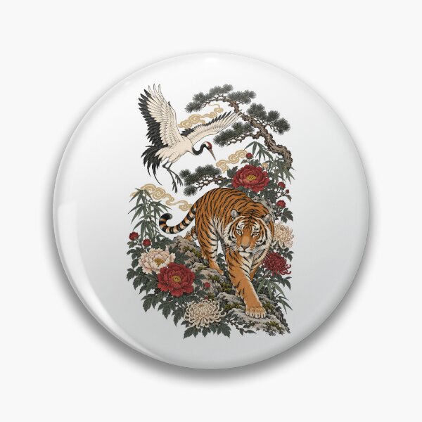Item preview, Tiger And Crane Bird Japanese Aesthetic Traditional Art designed and sold by andre-hollow.