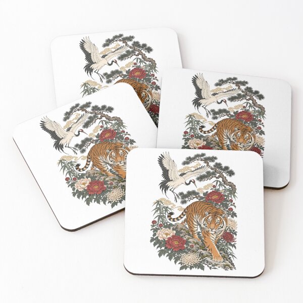 Item preview, Tiger And Crane Bird Japanese Aesthetic Traditional Art designed and sold by andre-hollow.
