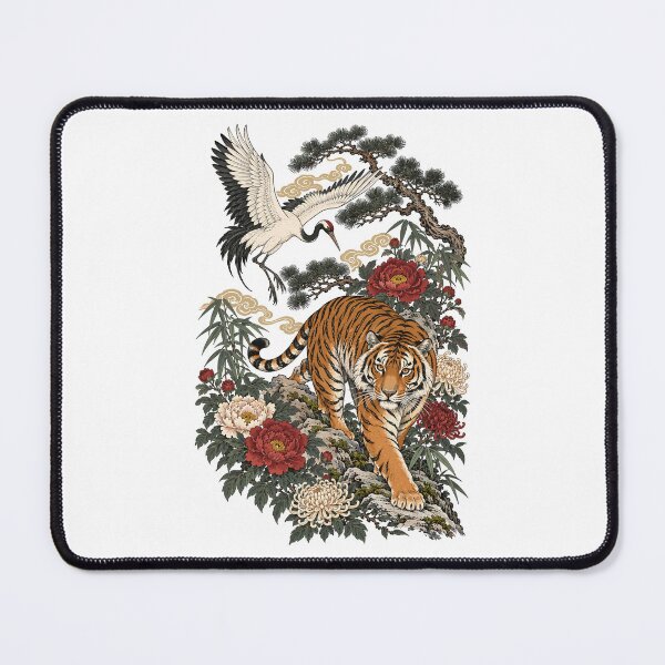 Item preview, Tiger And Crane Bird Japanese Aesthetic Traditional Art designed and sold by andre-hollow.