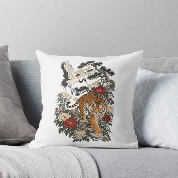 Item preview, Tiger And Crane Bird Japanese Aesthetic Traditional Art designed and sold by andre-hollow.