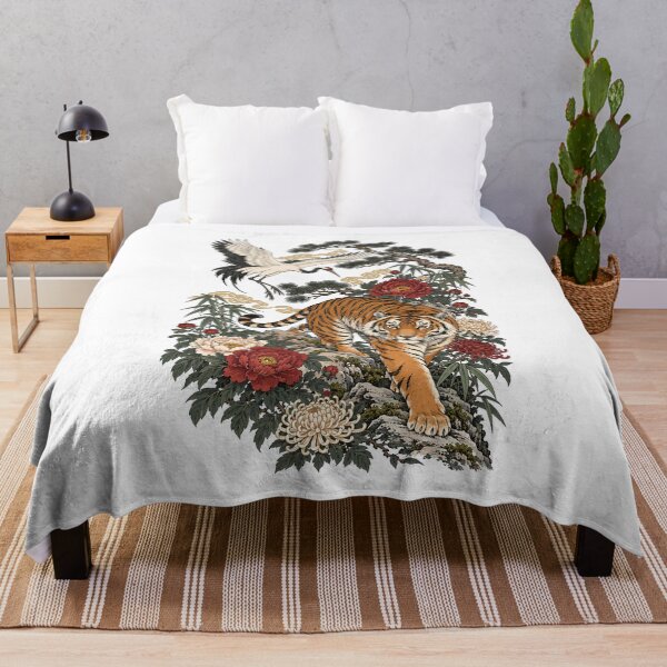 Item preview, Tiger And Crane Bird Japanese Aesthetic Traditional Art designed and sold by andre-hollow.