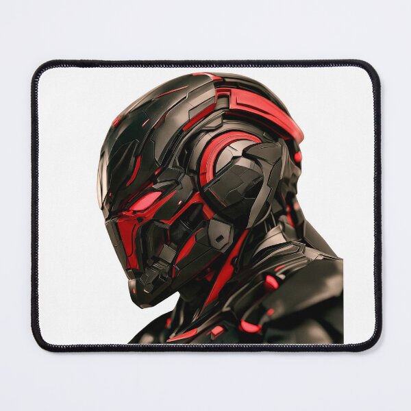 Item preview, Black and Red Futuristic Robot Helmet Close-Up Side Shot designed and sold by Ai-Cases-Store.