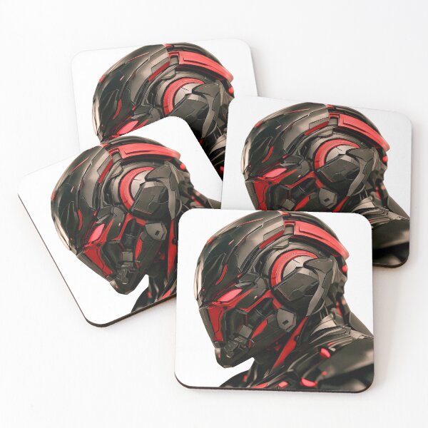 Item preview, Black and Red Futuristic Robot Helmet Close-Up Side Shot designed and sold by Jetgreenstudio.