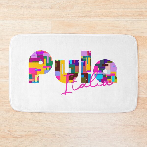 Item preview, Pula, Cagliari, Italy, Italia, colorful typography design for travellers designed and sold by Wanderful-roads.