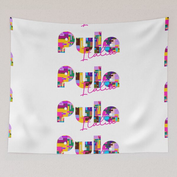 Item preview, Pula, Cagliari, Italy, Italia, colorful typography design for travellers designed and sold by Wanderful-roads.