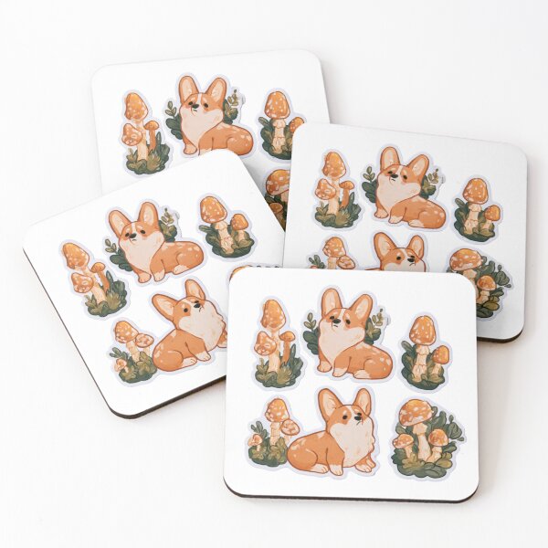 Item preview, Cute Corgi Mushroom Forest Dog Lover Art designed and sold by NicolasGlowArt.