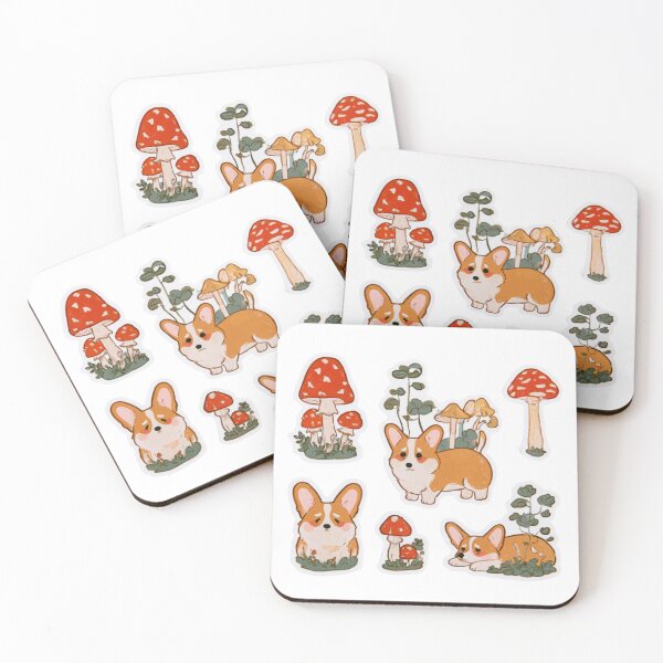 Item preview, Cute Corgi Dog Mushroom Forest Aesthetic Kawaii designed and sold by NicolasGlowArt.