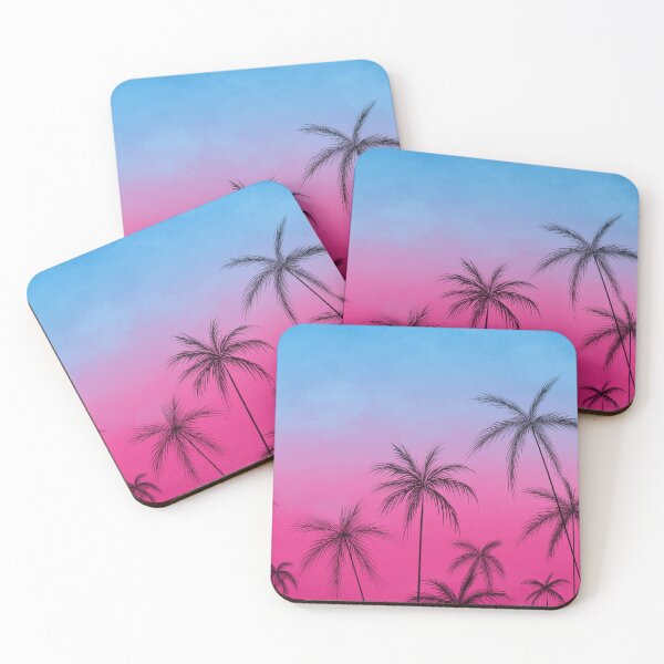 Item preview, Neon Beach Sunset – Pink Blue Tropical Palm Tree Landscape designed and sold by MKFDesigns.