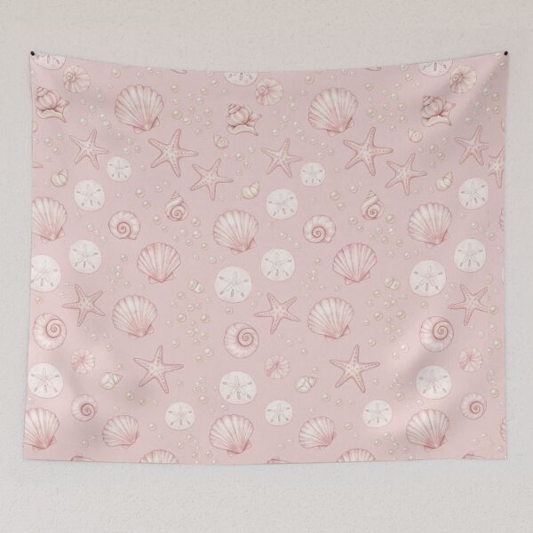 Item preview, Pink Sea Shell Coastal Coquette Mermaidcore Pattern Best Selling Design 2026 Starfish Beach  Aesthetic Girl Y2k Mini Top  Phone Case Blanket Mug Journal designed and sold by TeenLake.