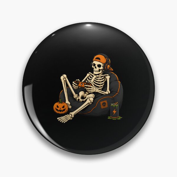 Item preview, Skeleton Gamer Relaxing with Pumpkin and Drink designed and sold by Dmo3HarkoArt.
