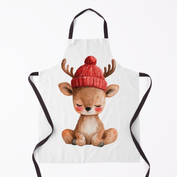 Item preview, Cute Watercolor Baby Reindeer Wearing Red Winter Hat designed and sold by Emily Waters.