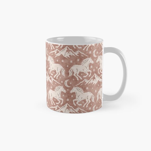 Item preview, Western Wild Horses with mountains moon and stars in Cream on Terracotta designed and sold by EliveraDesigns.