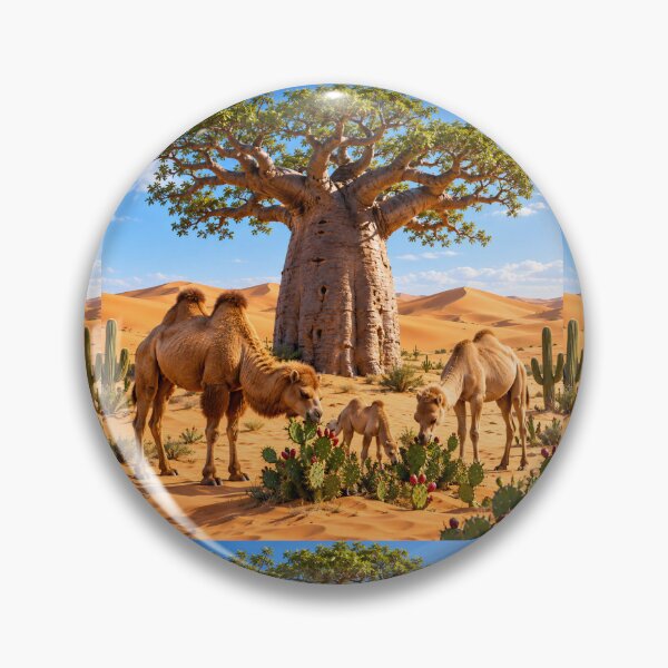 Aperçu de l'œuvre Solitaire Baoab et la famille des chameaux créée et vendue par AwesomeDigiShop.